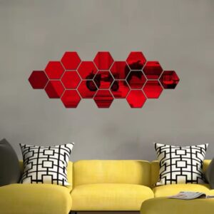 12PCS removable acrylic hexagonal mirror