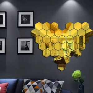 12PCS removable acrylic hexagonal mirror