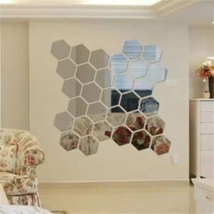 12PCS removable acrylic hexagonal mirror